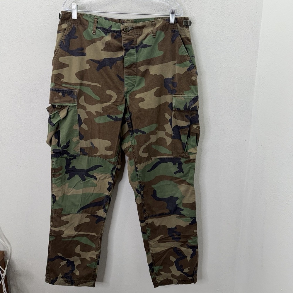 US Military Woodland Camo BDU Combat Cargo Pants Tactical Utility 2004 Vintage L
